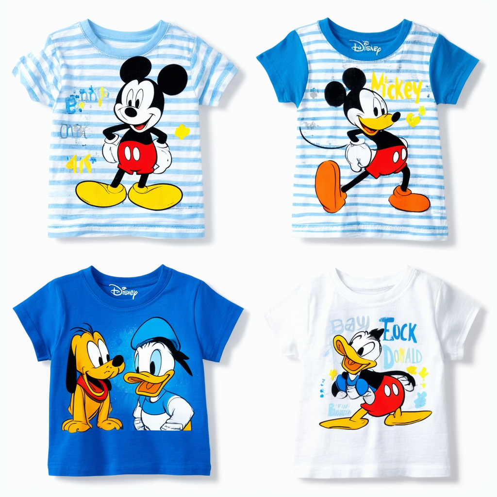 Disney Mickey Mouse Pluto Donald Duck Goofy Baby 4 Pack T-Shirts Infant to Big Kid