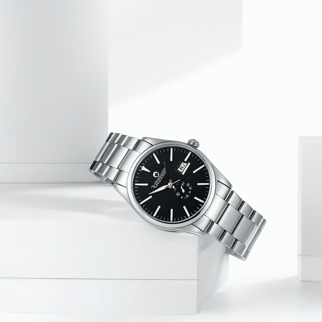 Stainless Steel Case and Bracelet Black Dial Day and Date Displays Automatic