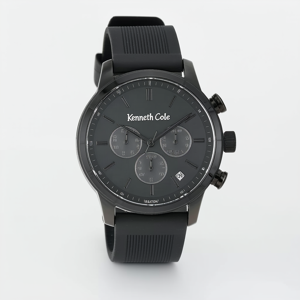 Kenneth Cole REACTION Men's Quartz Watch with Metal Case Silicone Strap, Black (Model: RK50700001)