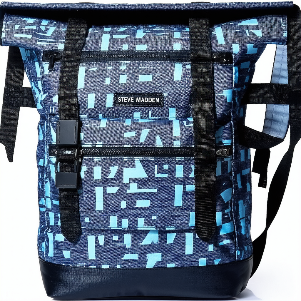 Steve Madden Men's Printed Pocket Nylon Classic Sport Backpack, Navy, One Size