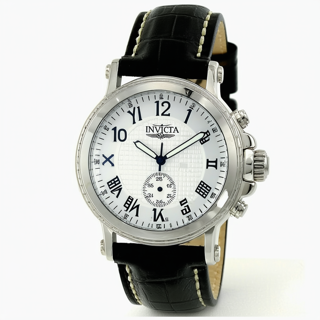 Invicta Signature II Black Leather Mens Watch 7339