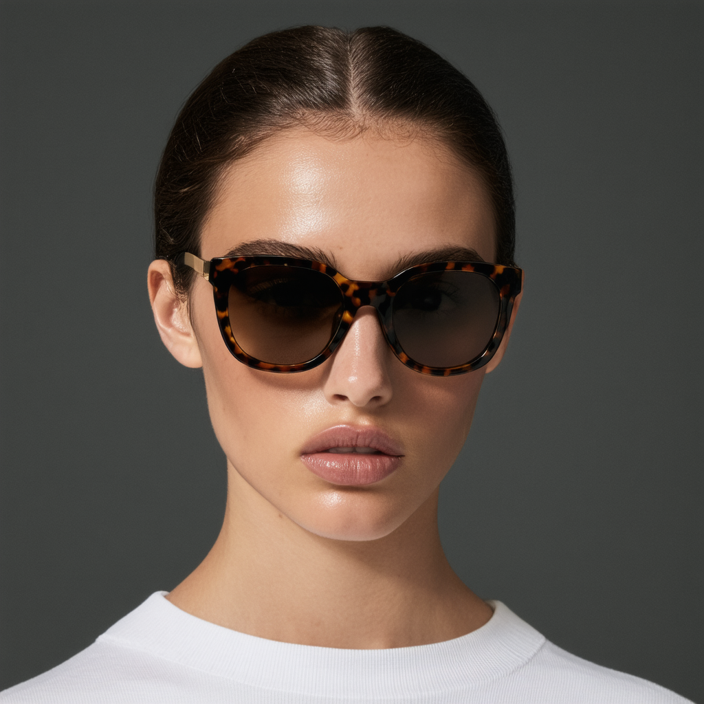 Coach L138 HC7059 Sunglasses 923813-58 - Gold/Dark Tortoise Frame, Dark Brown HC7059-923813-58