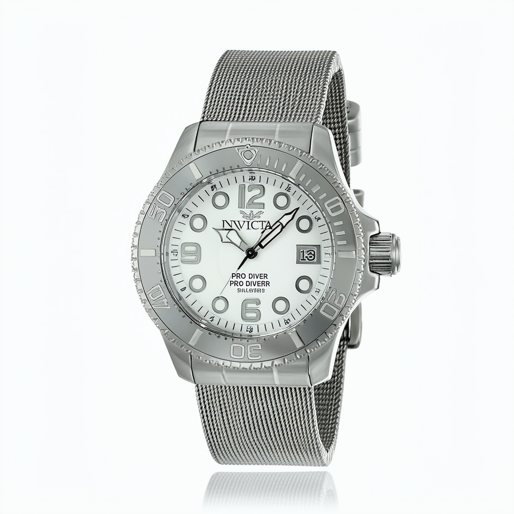 Invicta Men's 13944 Pro Diver Silver Dial Mesh Stainless Steel Watch