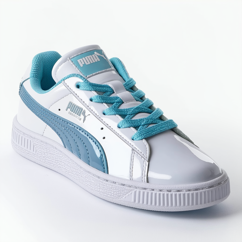 PUMA Boys Basket Patent Ice Fade Patent Lifestyle Casual and Fashion Sneakers