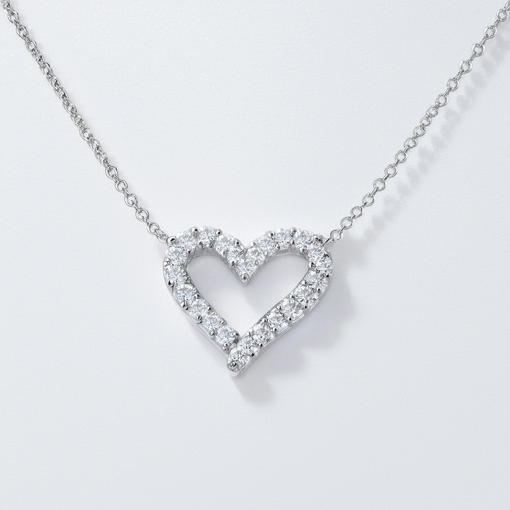 Amazon Collection Sterling Silver Heart Infinity Cubic Zirconia Pendant Necklace, 18"+2'' Extender