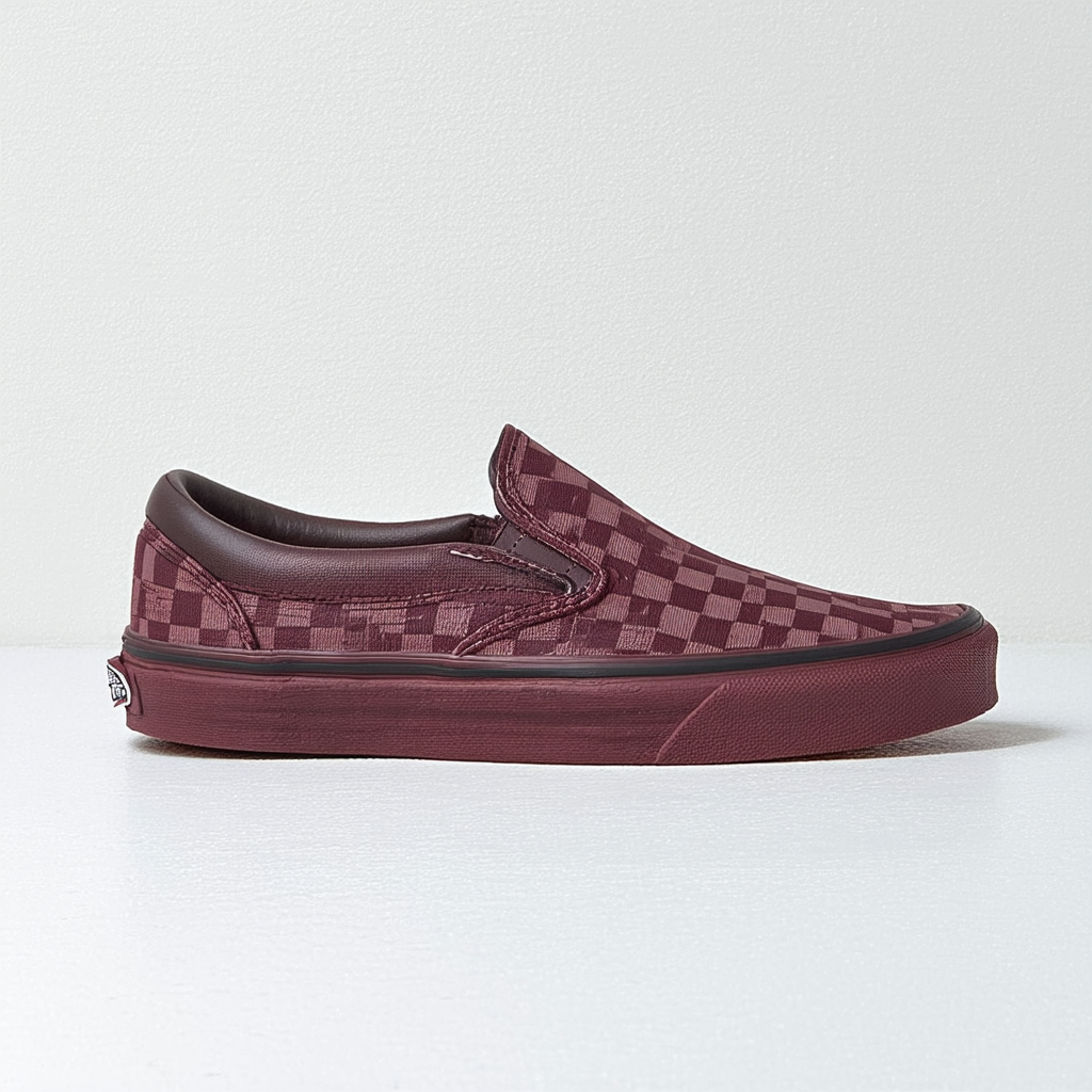 Vans Mens Classic Slip-On Emboss Check Port Royale/Leather Size: 11 Style: VN-0ZMRFEM