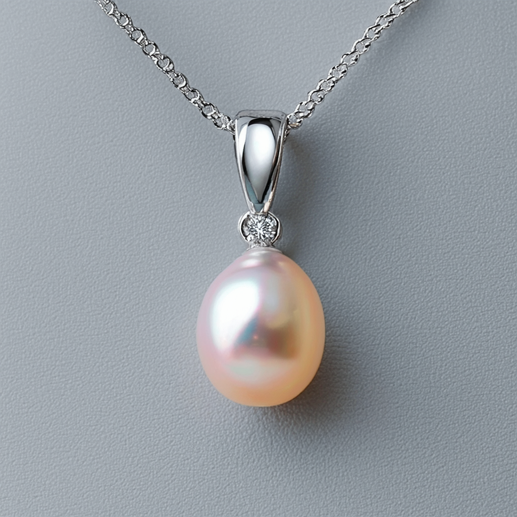Amazon Collection Sterling Silver Love Aura Freshwater Cultured Pearl Pendant Necklace