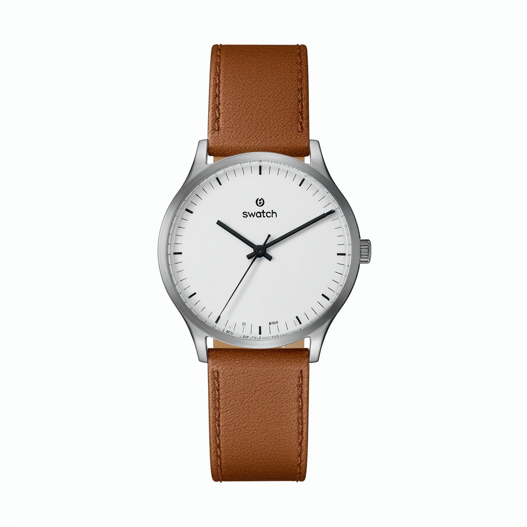 Swatch Skin Irony Stainless Steel Quartz Leather Strap, 16 Casual Watch (Model: SYXS106C), Brown