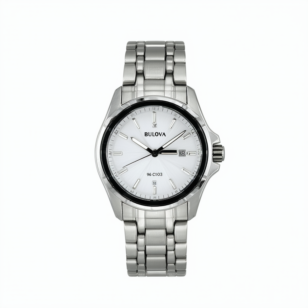 Bulova Men's 96C103 Silver and White Dial Bracelet Watch