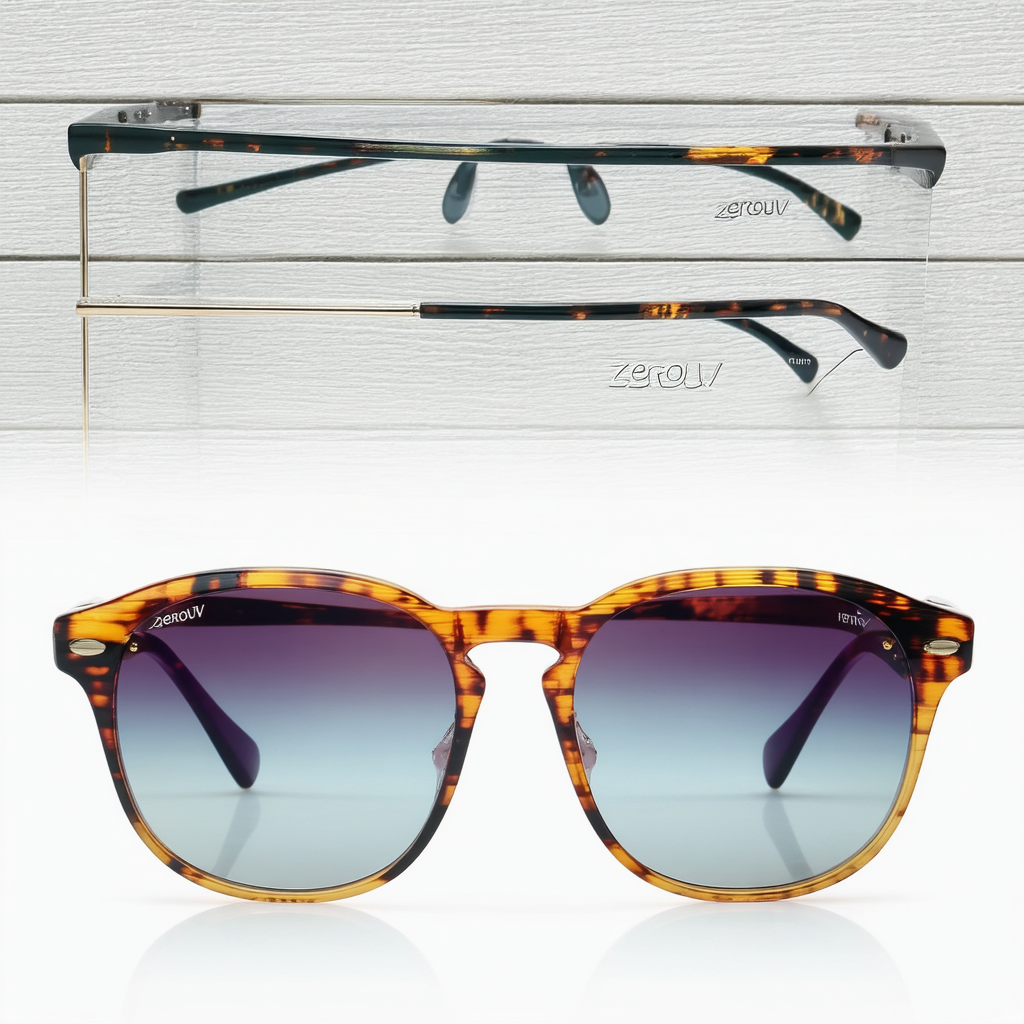 zeroUV Retro Fashion Dapper Oval Horn Rimmed Half Frame Sunglasses