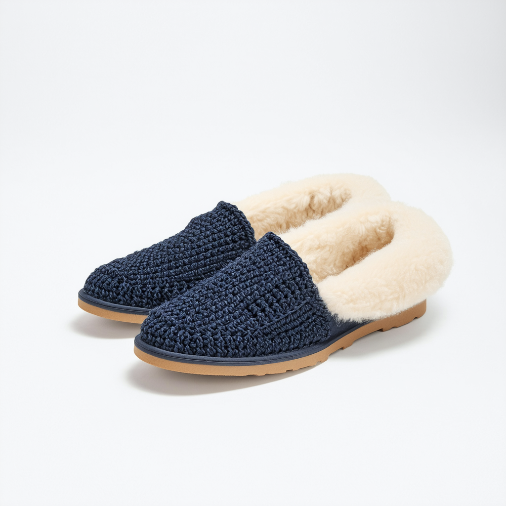 UGG New Women's Catrin Crochet Slip-ons Navy