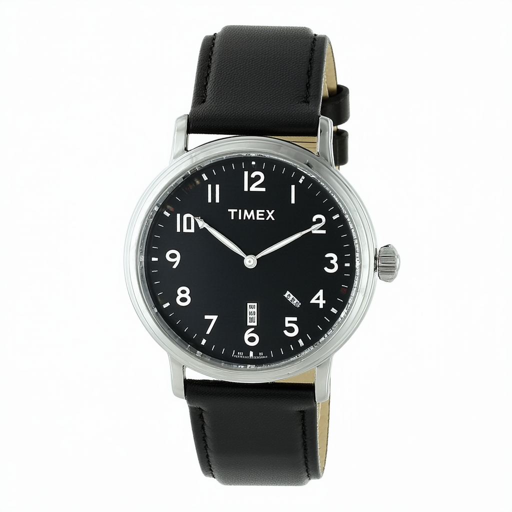 Timex Men's Southview 41mm Watch – Black Dial Silver-Tone Case with Black Leather Strap