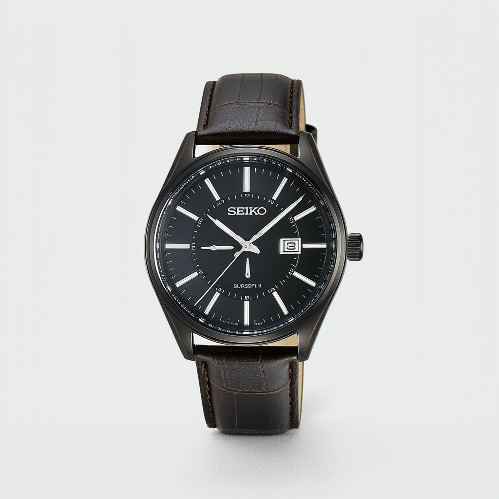 SEIKO Mens Analogue Quartz Watch with Leather Strap SUR251P1
