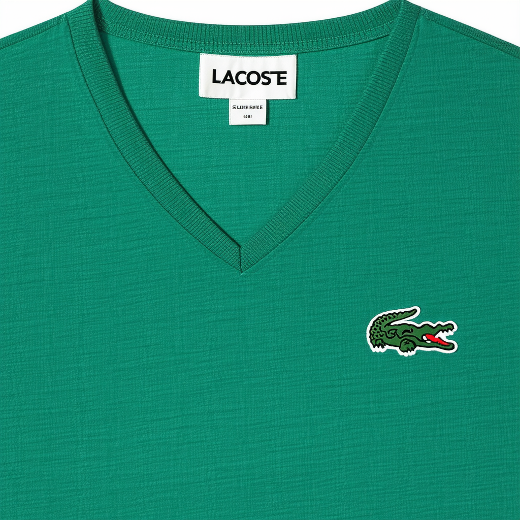Lacoste Womens Short Sleeve Classic Supple Jersey V-Neck T-Shirt