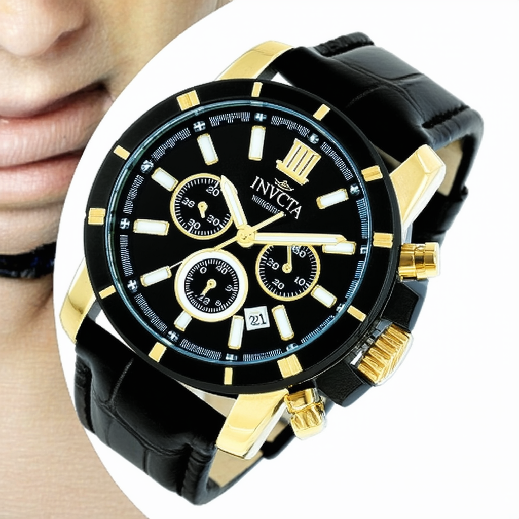 Invicta Men's 11267 Specialty Chronograph Black Dial Black Leather Watch