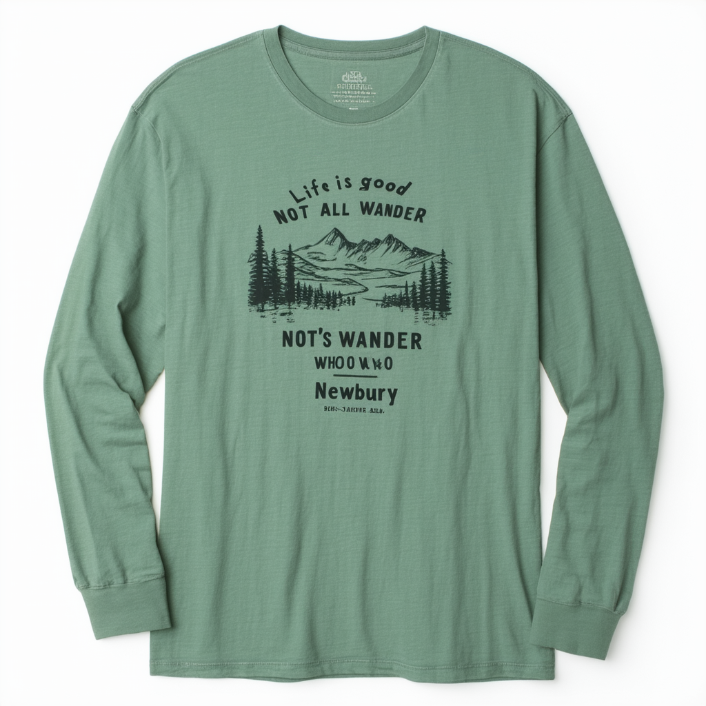 Life is good Men's Not All Who Wander Newbury T-Shirt (Hunter Green)
