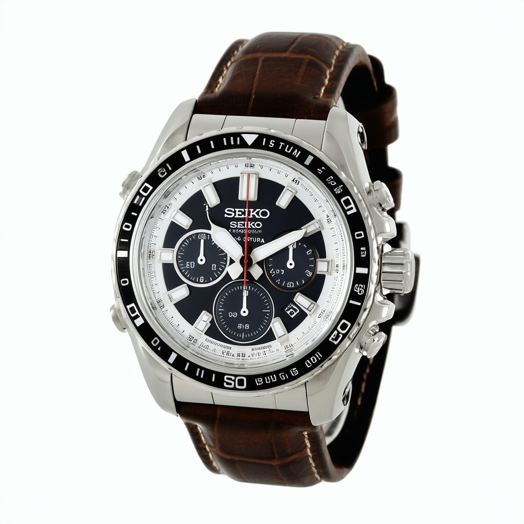 Mens Watch Seiko SNAE95P2 Sportura Sportura Stainless Steel Case Leather Strap A