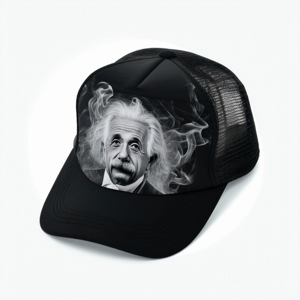 Bioworld Einstein Smoke Mens Black Trucker Hat