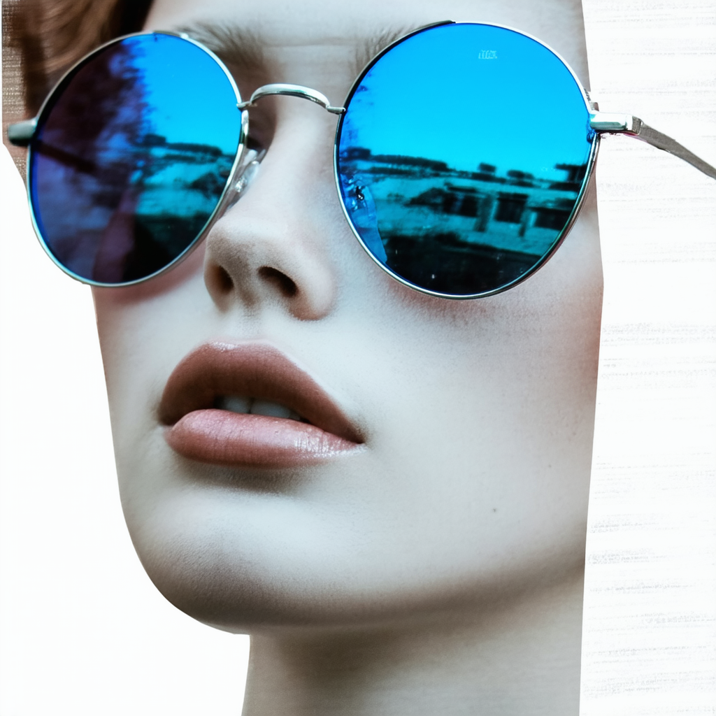 zeroUV Studio Cover Color Mirror Lens Side Shield Metal Round Sunglasses (Silver Midnight)