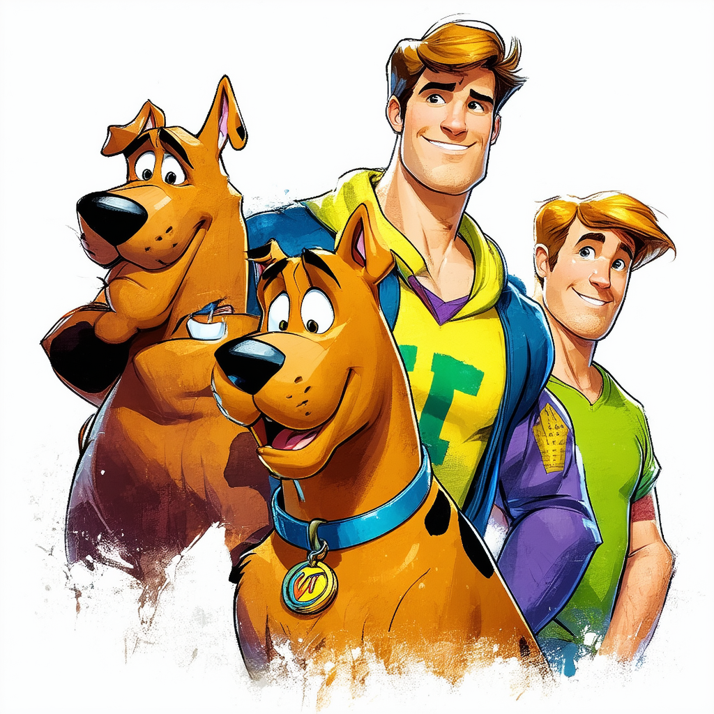 Scooby Doo Classic Cartoon Characters Group Men's Black Graphic Tee