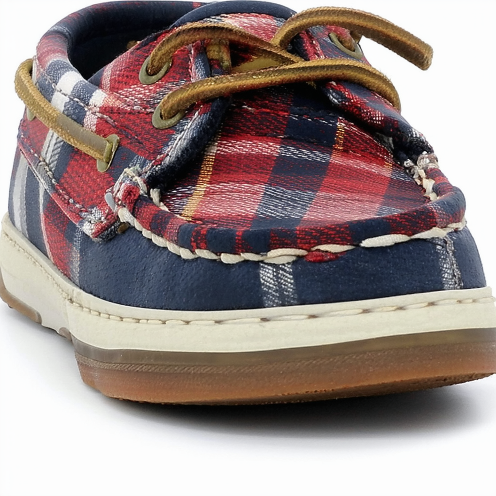 Sperry Authentic Original Boat Shoe (Toddler/Little Kid/Big Kid),Navy/Red Plaid, 6.5 M US Big Kid