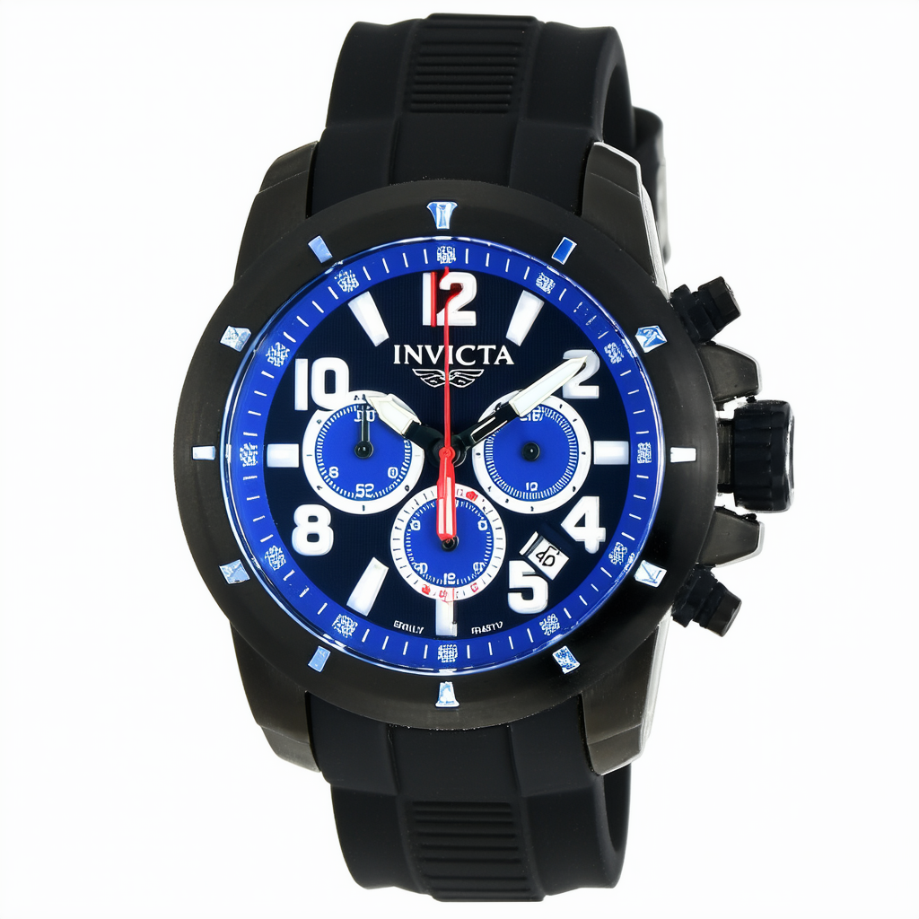Invicta Men's 14187 S1 Rally Chronograph Blue Dial Black Silicone Watch