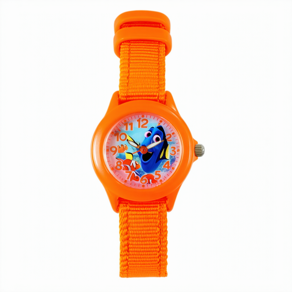 Disney Girl's 'Finding Dory' Quartz Plastic and Nylon Watch, Color:Orange (Model: W003018)