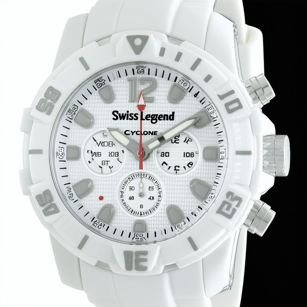 Swiss Legend Men's 30464-BB-02-BKA Cyclone White Dial Silicone Watch