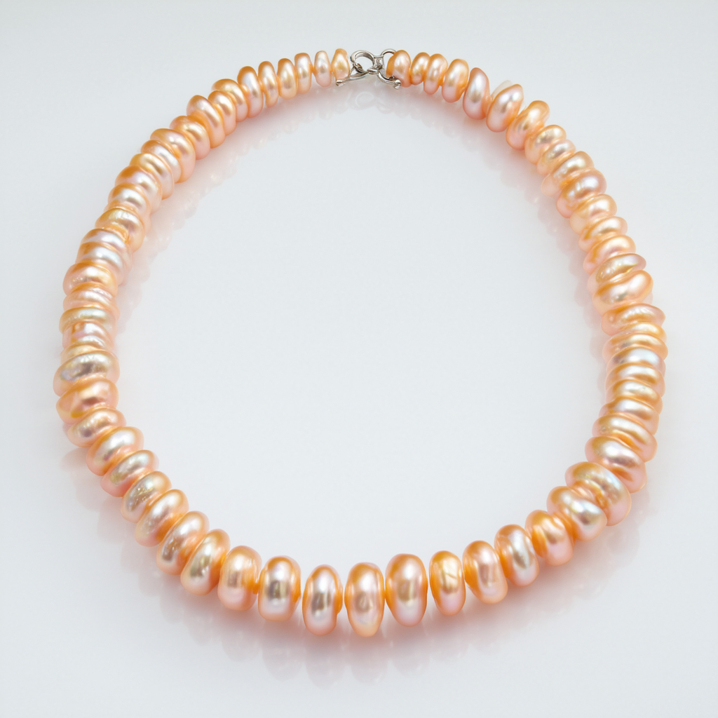 Amazon Collection Peach Freshwater Cultured Pearl Coil Choker Necklace (6.5-7mm), 17"