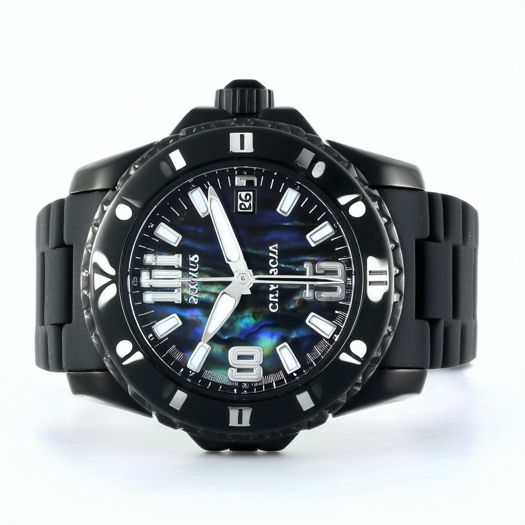 Swiss Legend Women's 11840P-01-MOP Neptune Black Mother-Of-Pearl Dial Black Silicone Watch