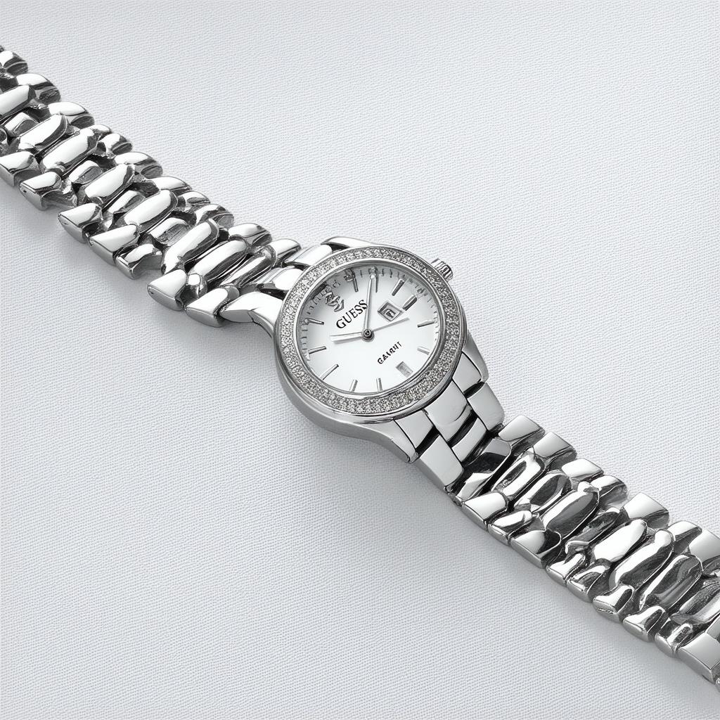 GUESS Women's U0437L1 Petite Silver-Tone Chain Watch