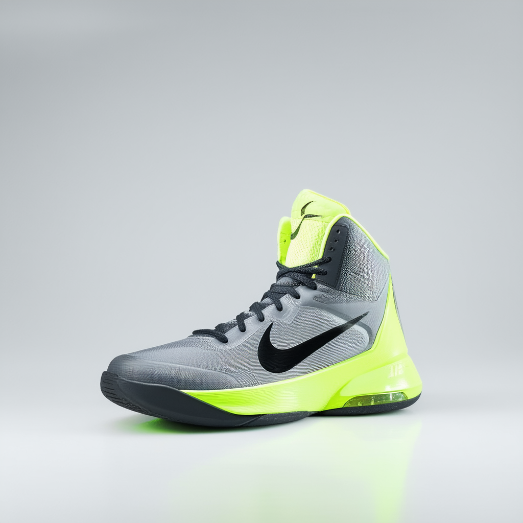 NIKE Men's Air Visi Pro IV Nbk Wolf Grey/Volt/Dark Grey/Black Basketball Shoe 9.5 Men US