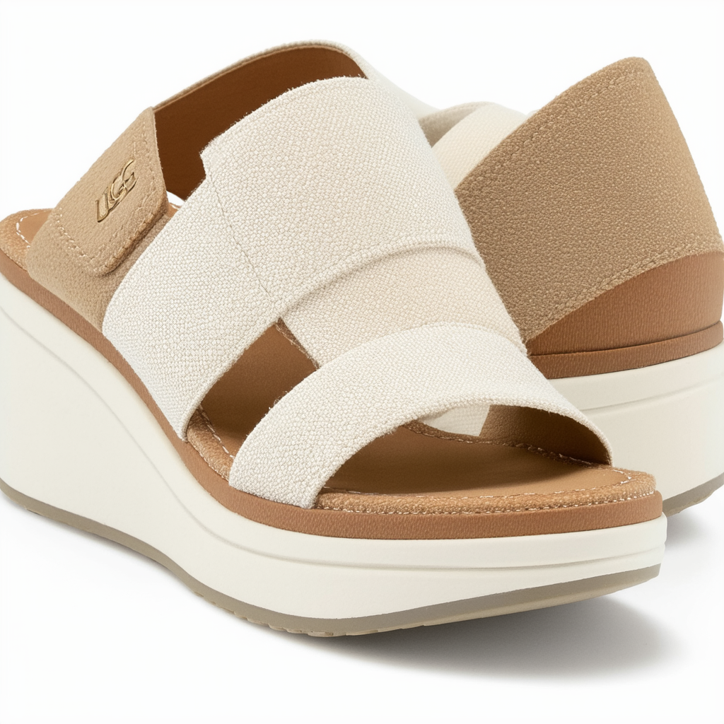 UGG Women's Traci Wedge Sandal, cream, 5.5 M US
