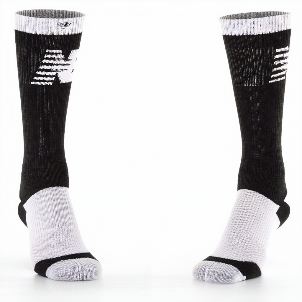 New Balance Men's Varsity Crew Socks (1 Pair), Black/White, Size 9-12.5/Large