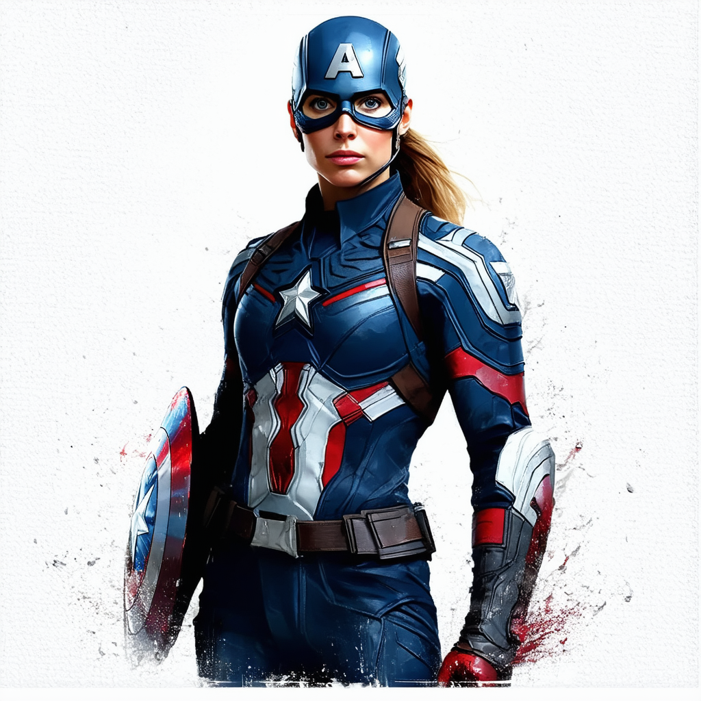 Captain America Super Soldier Women's Navy White T-Shirt
