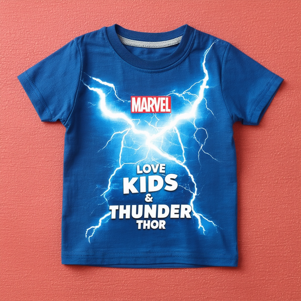 Marvel Kids Love & Thunder Badge of Thor Boys Short Sleeve Tee Shirt