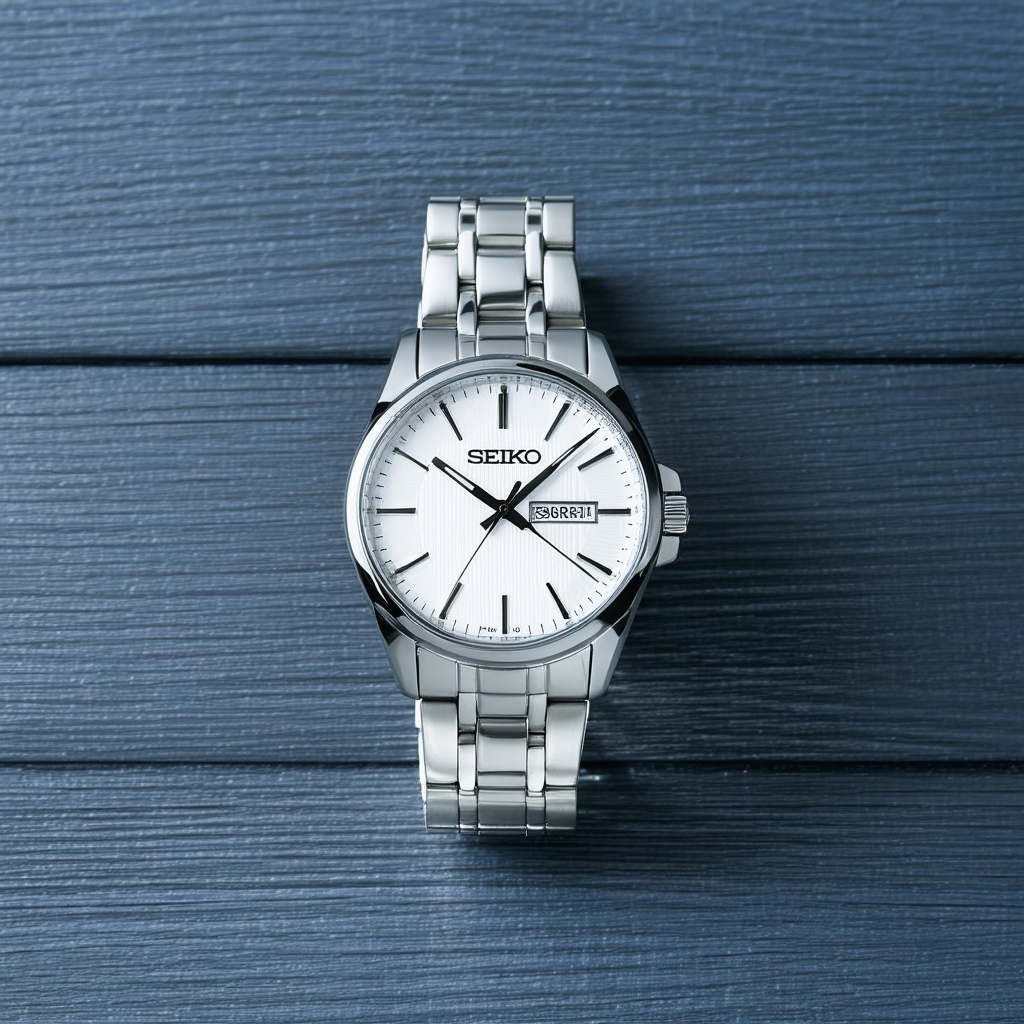 Seiko Silver Dial Stainless Steel Mens Watch SUR211