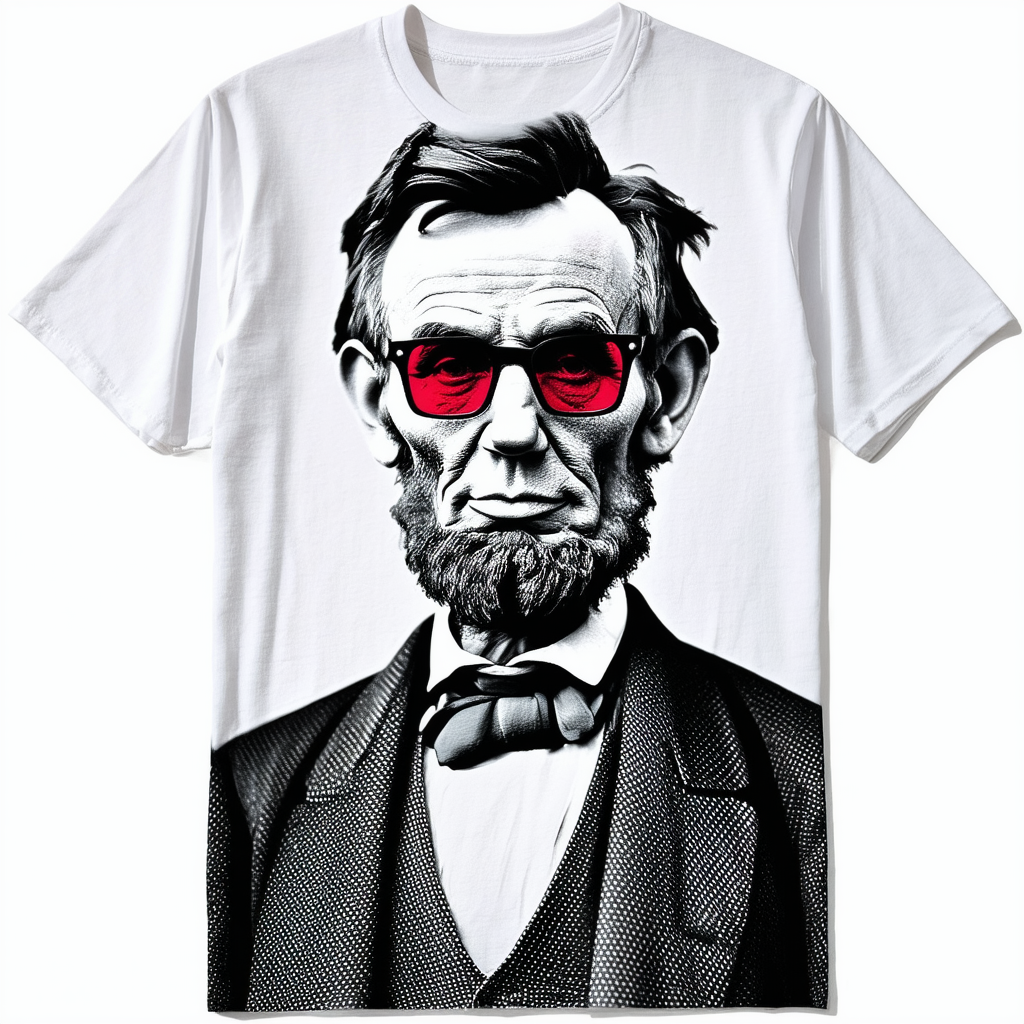 Threadrock Men's Abraham Lincoln 3D Glasses T-Shirt