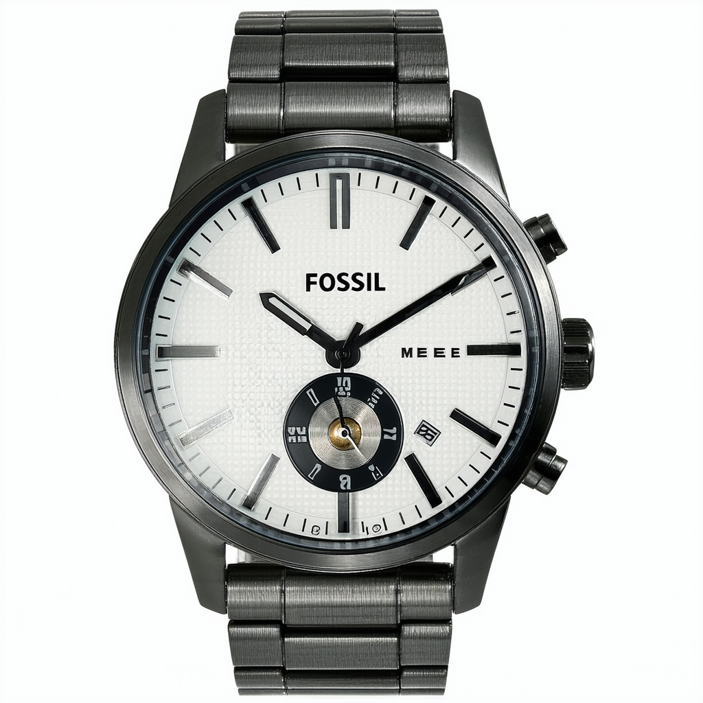 Fossil Men's ME1090 Stainless Steel Bracelet Textured Black Cutaway Analog Dial Watch