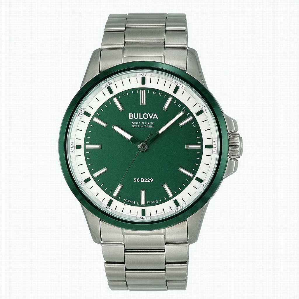 Bulova Men's 96B229 Analog Display Japanese Quartz Green Watch