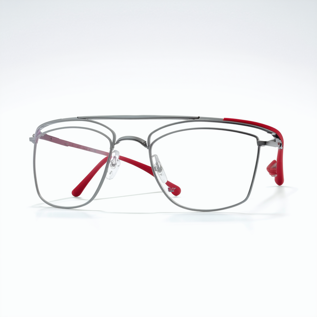 Nike Eyeglasses 7071/1 078 Matte Platinum/Red Demo 57 14 135