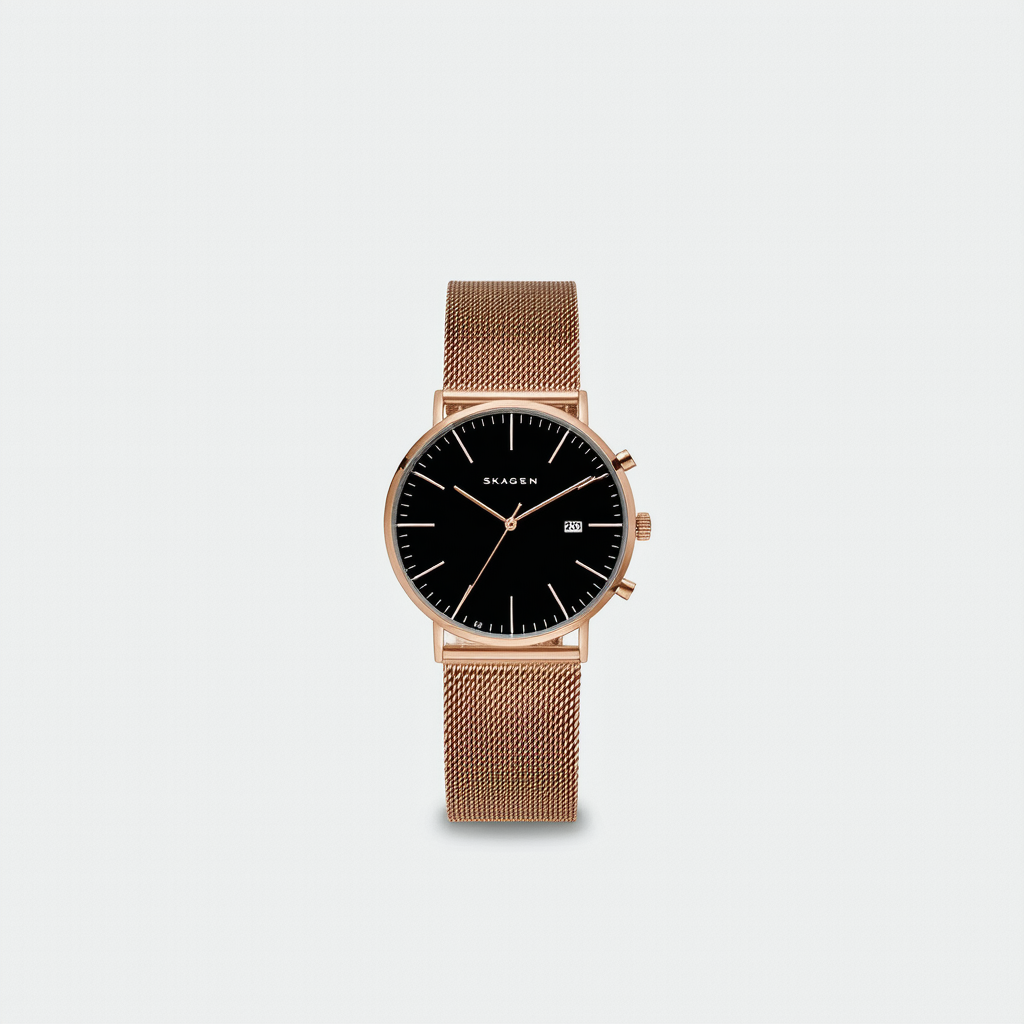 Skagen Men's 233XLRDD Steel Rose Gold Case, Brown Mesh Band Watch