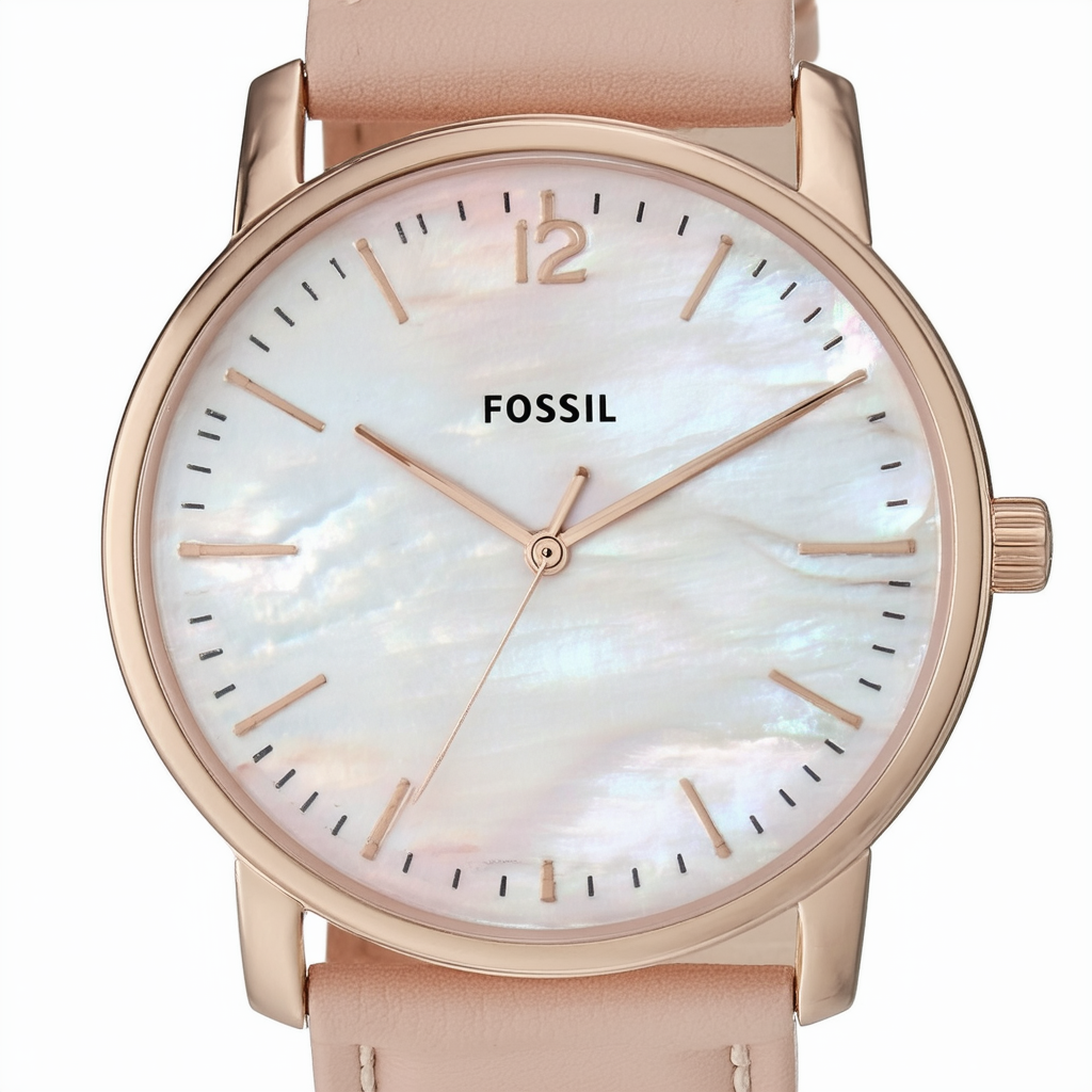 Fossil Jocelyn 3 Hand Womens Watch w/Blush Leather Strap & Mother of Pearl Face