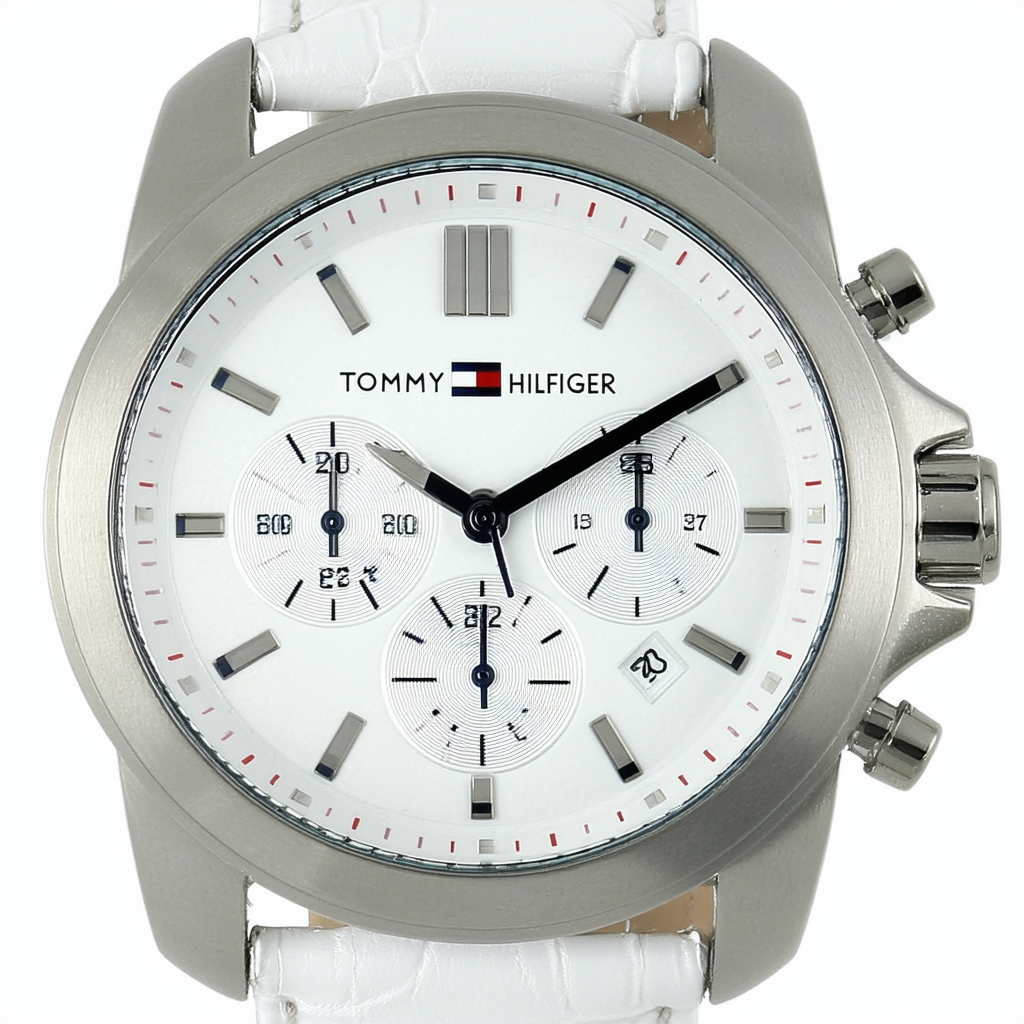 Tommy Hilfiger Women's 1781249 Sport Stainless Steel White Leather Multi-Function Watch