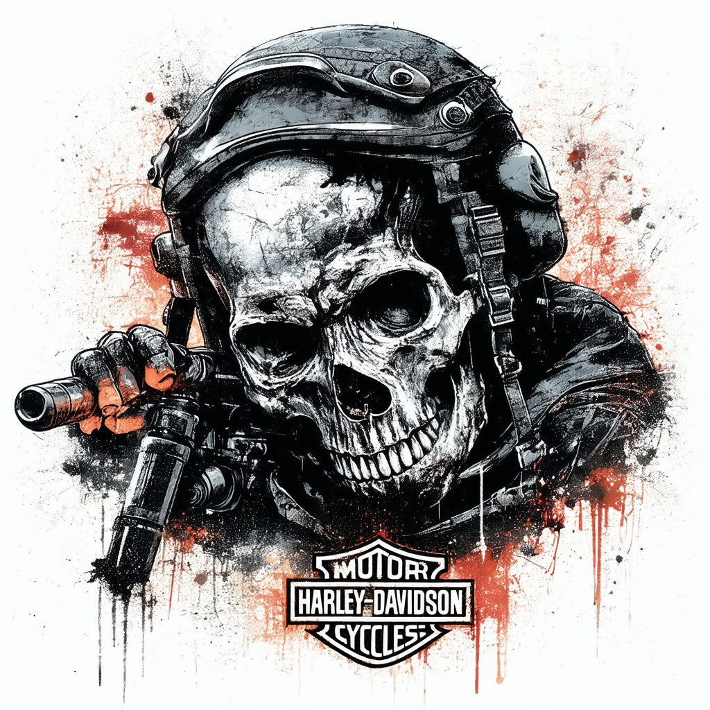 Harley-Davidson Military - Men's Black Skull Graphic T-Shirt - Baghdad | Ghoulish