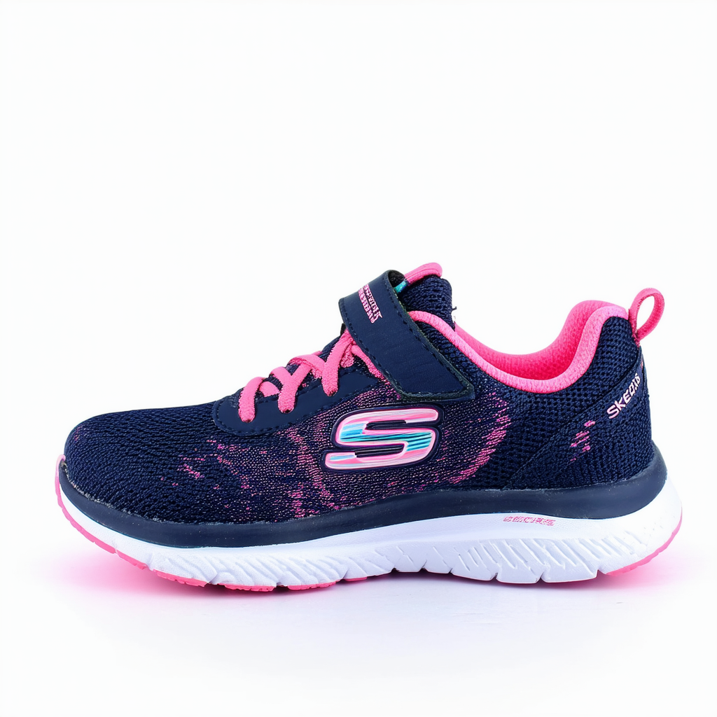 Skechers Kids Girl's GO 600-FUN Run Sneaker, Navy/Hot Pink, 1 Medium US Little Kid