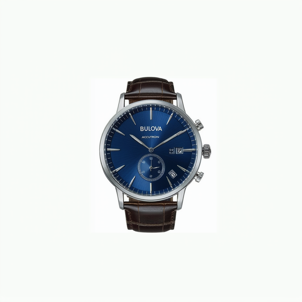 Bulova Accutron II Blue Dial Stainless Steel Leather Quartz Men's Watch 97B133