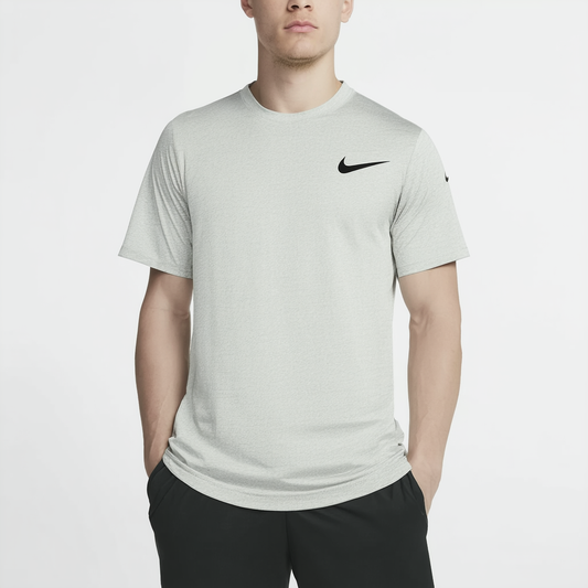 NIKE Men's Dri-FIT Cotton 2.0 Tee, Birch Heather/Birch Heather/Black, Small Tall