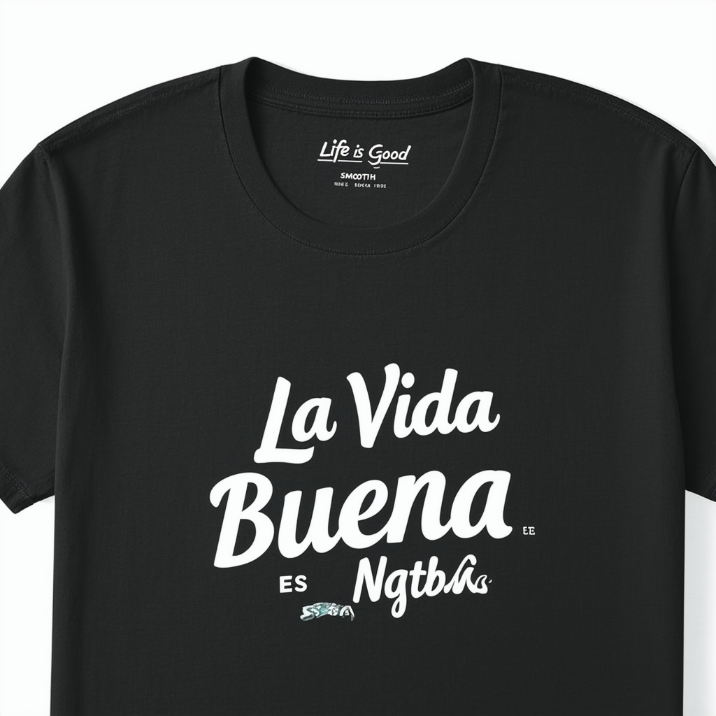 Life is Good Men's Smooth Tee La Vida ES Buena Ngtblk T-Shirt,