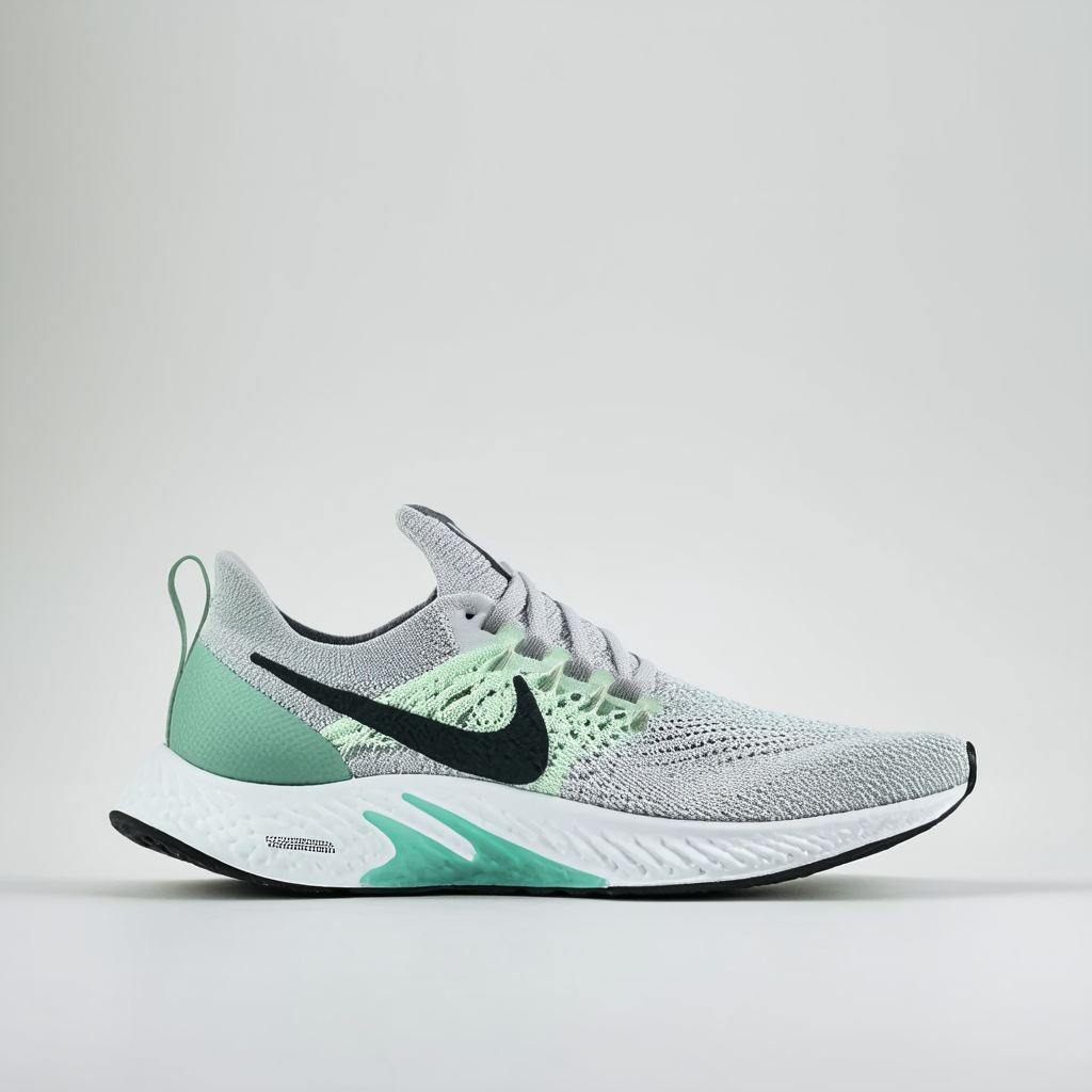Nike Women's Epic React Flyknit Light Silver/Sail/Mica Green Running Shoe